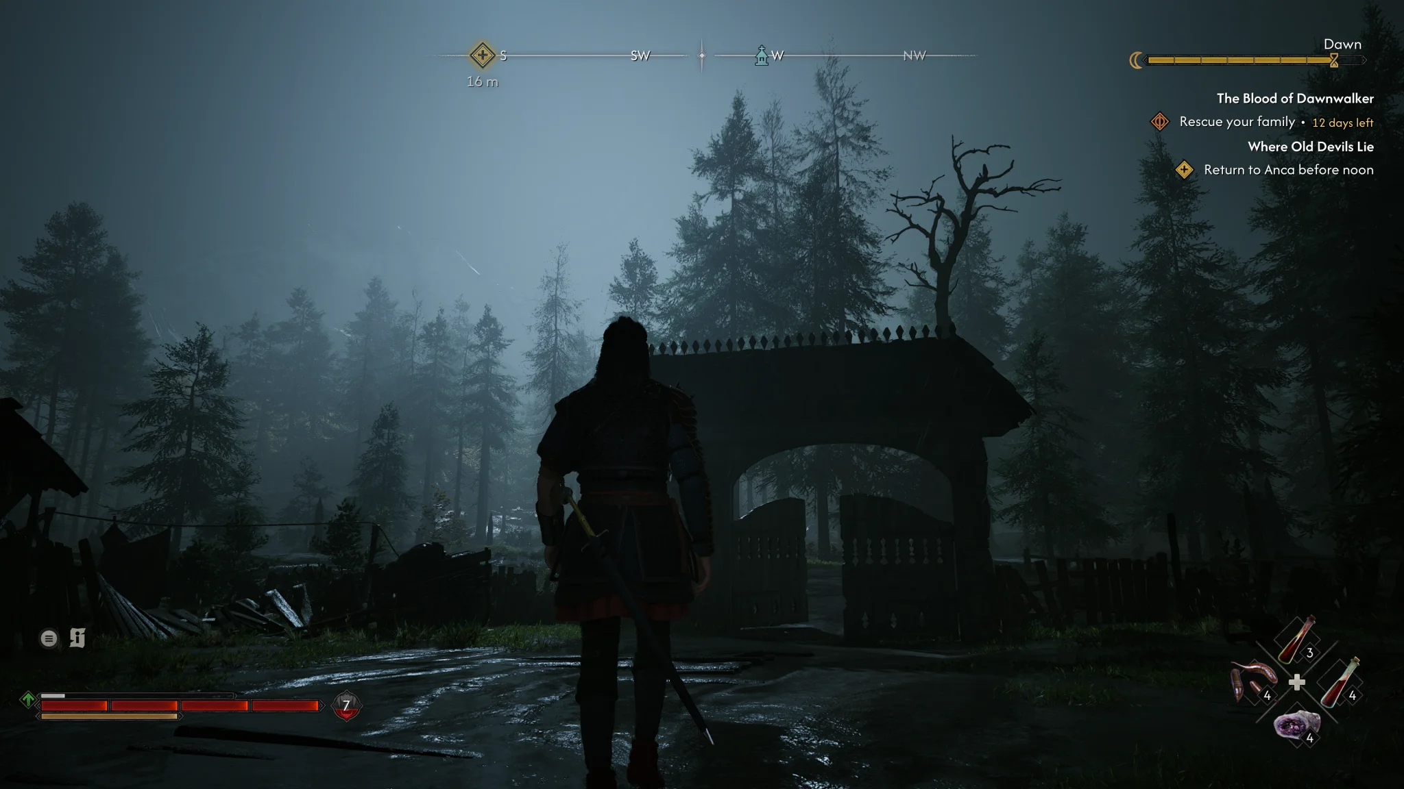 The Blood of Dawnwalker oyununda karanlık ormandaki gizemli kapı