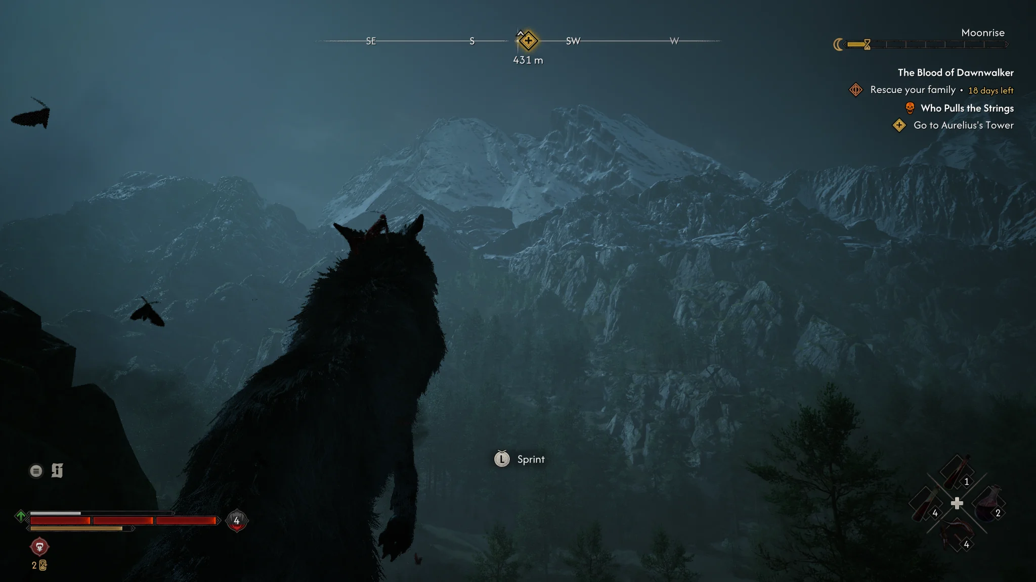 The Blood of Dawnwalker yaratık ve dağ manzarası